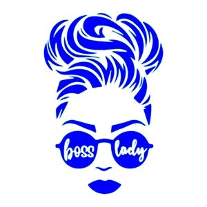 BLUE Boss Lady Sunglasses 3.5Wx6H Premium permanent vinyl decal